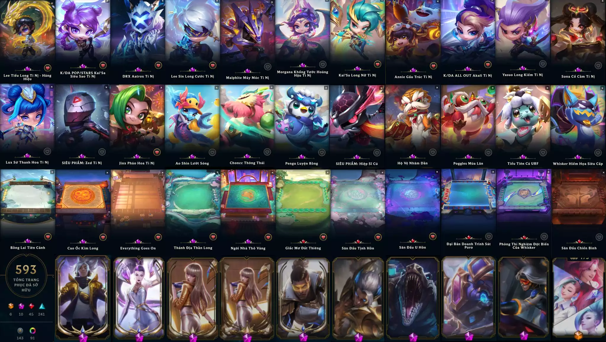 22 PET TÍM 6 SÂN TÍM 593 SKIN CHUYÊN TFT